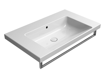 NORM 80X50 - Rectangular single ceramic washbasin with towel rail by GSI ceramica - view 2